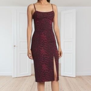 DRESS THE‎ POPULATION NWT Shaireen Leopard Bodycon Dress SIZE XL Cherry Cola